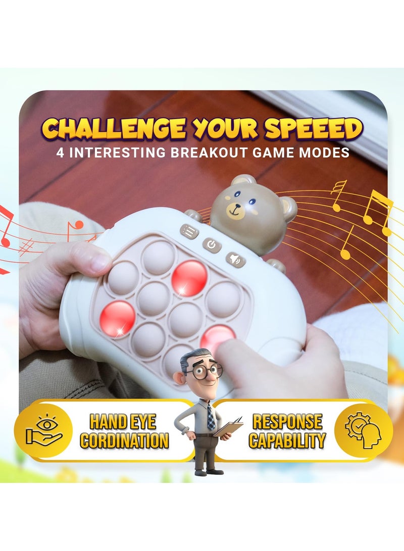 Flushrenic Decompression Breakthrough Puzzle Game Machine, Squeeze  Sensory Fast Push Bubble Toy, Push Button Toy For Kids Girl Boy Birthday Gift (Bear Red Light) - Image 3