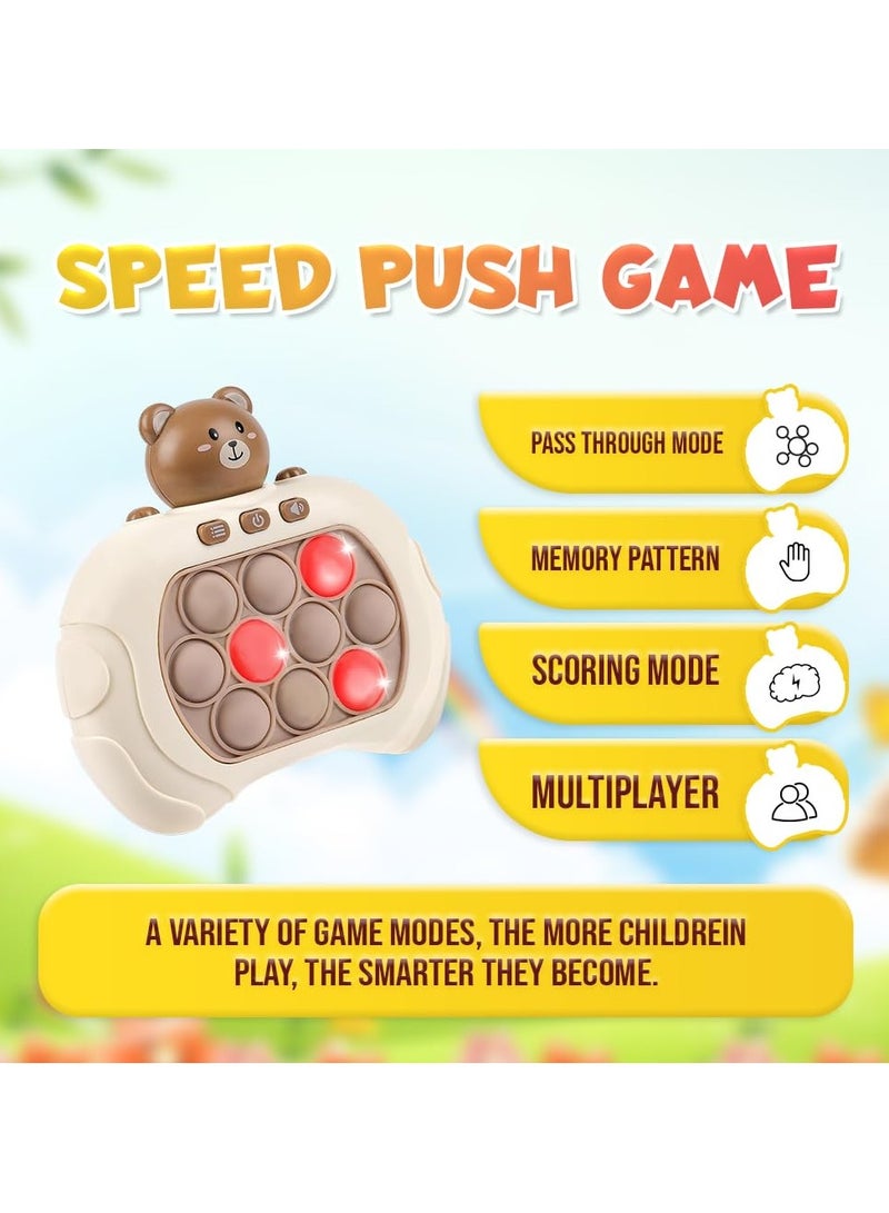 Flushrenic Decompression Breakthrough Puzzle Game Machine, Squeeze  Sensory Fast Push Bubble Toy, Push Button Toy For Kids Girl Boy Birthday Gift (Bear Red Light) - Image 5