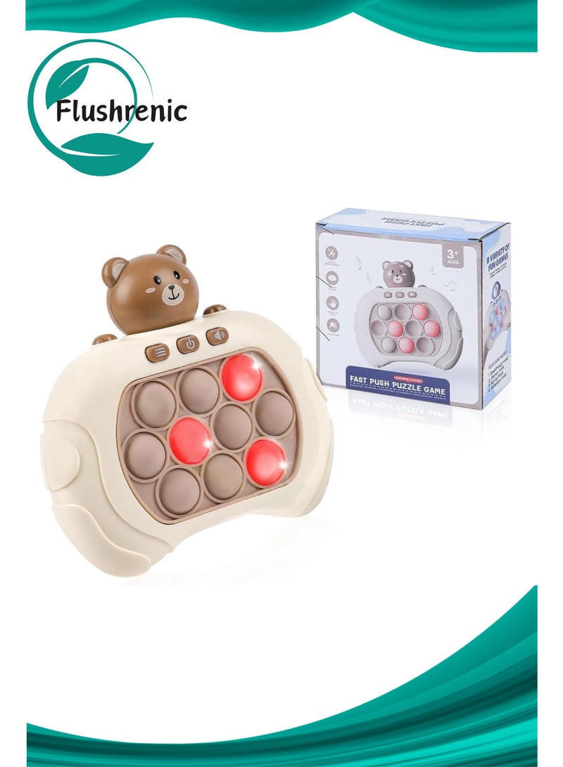 Flushrenic Decompression Breakthrough Puzzle Game Machine, Squeeze  Sensory Fast Push Bubble Toy, Push Button Toy For Kids Girl Boy Birthday Gift (Bear Red Light) - Image 1