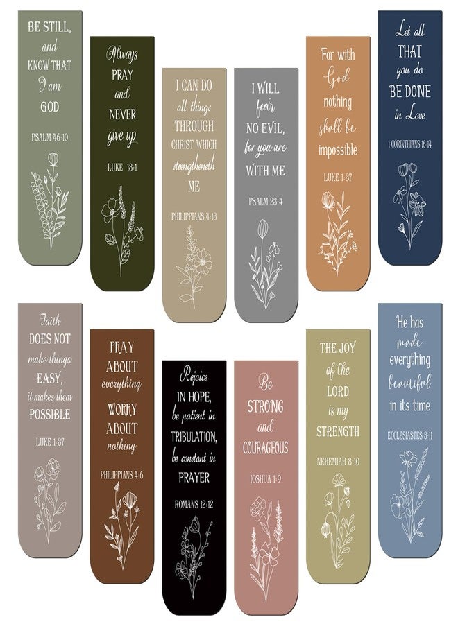Zonon 48 Pcs Bible Verse Magnetic Bookmarks, 0.8x4.7in Inspirational Scripture Christian Book Markers Religious Motivational Encouragement Flower Page Clips Presents(Dreamy Style) - Image 1