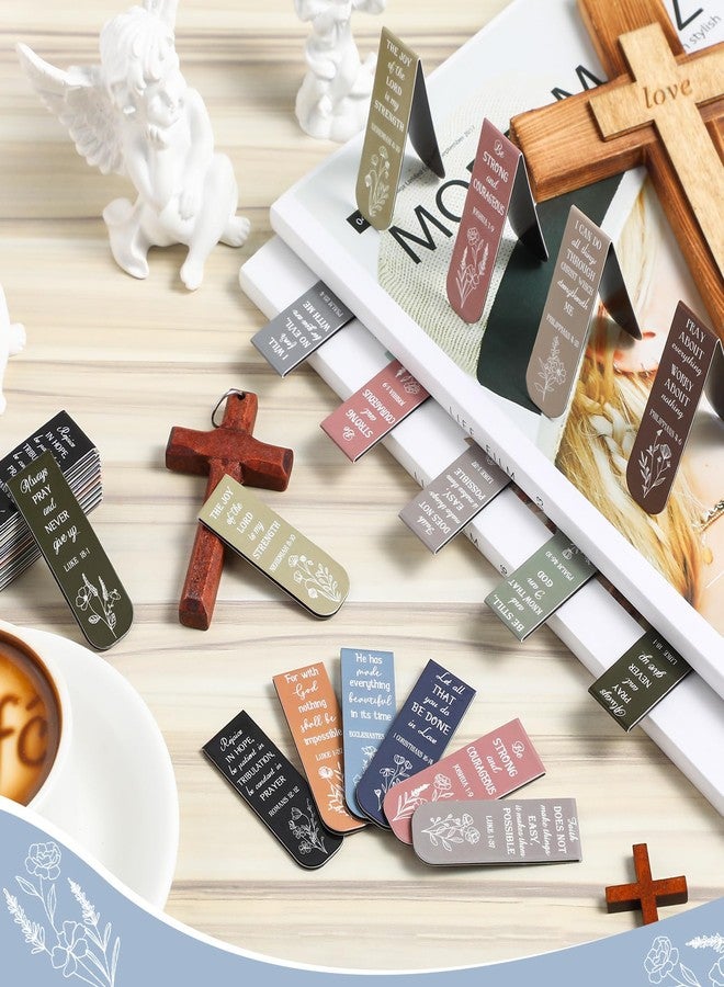 Zonon 48 Pcs Bible Verse Magnetic Bookmarks, 0.8x4.7in Inspirational Scripture Christian Book Markers Religious Motivational Encouragement Flower Page Clips Presents(Dreamy Style) - Image 4