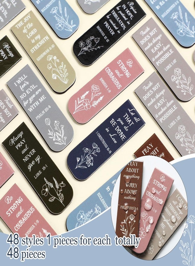 Zonon 48 Pcs Bible Verse Magnetic Bookmarks, 0.8x4.7in Inspirational Scripture Christian Book Markers Religious Motivational Encouragement Flower Page Clips Presents(Dreamy Style) - Image 3