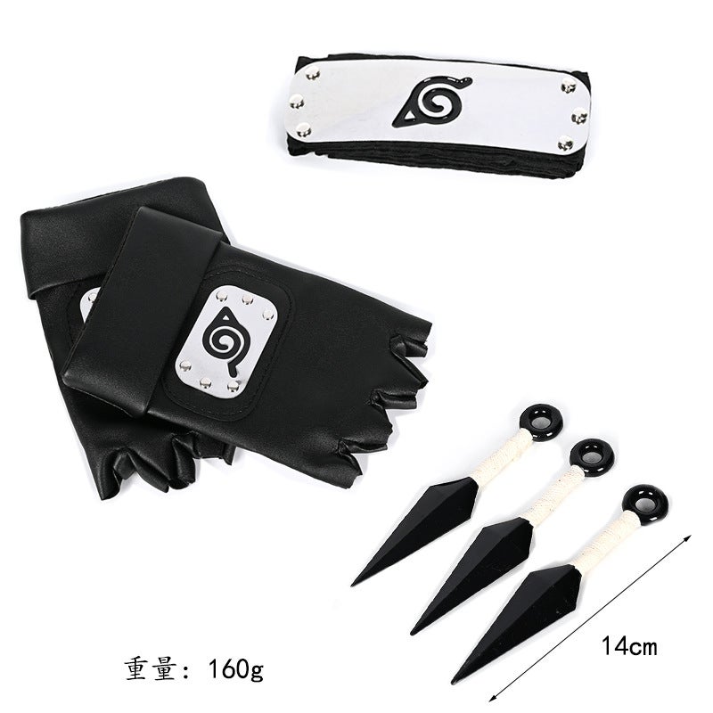 Ninja Props Bag Naruto Bitter Without Flagwood Kakashi Role Playing Suit Gloves Headband Sasuke 1# suit - Image 1