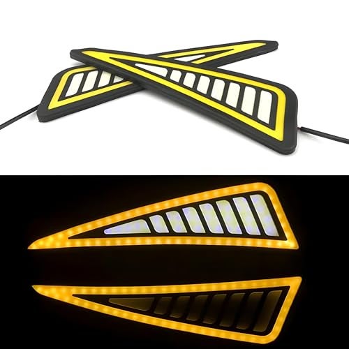 Autozap Universal for car & Bike Car Tail Light DRL COB Turn Signal Light Waterproof Flexible Strip Rear DRL indicator, Pack of 2 (White-Yellow) - Image 2
