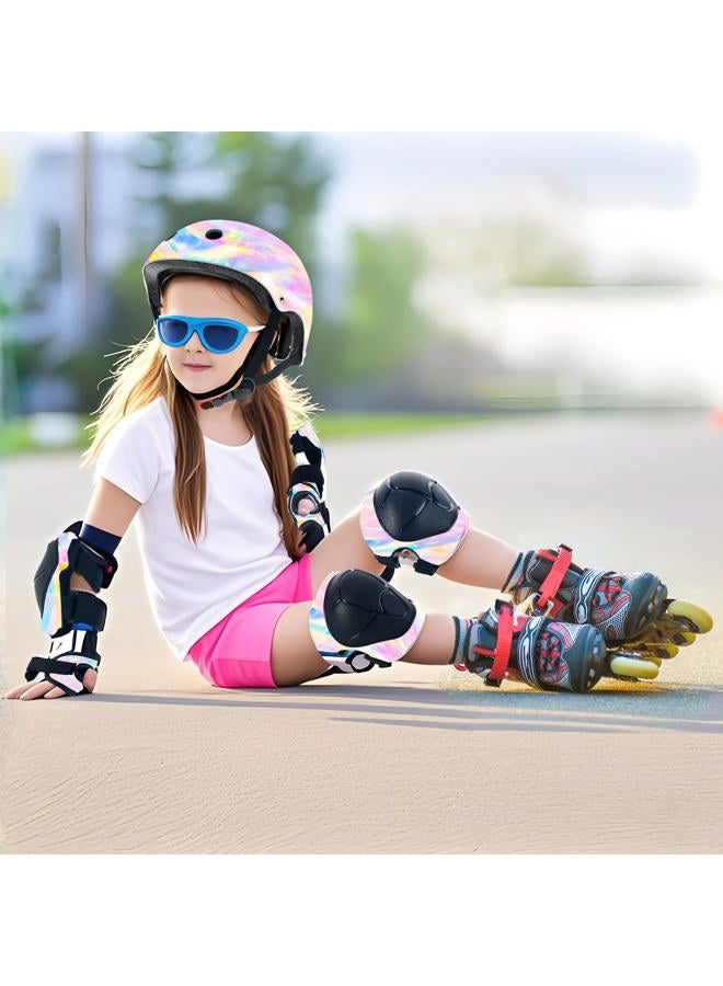 JIFAR Bike Helmet Set with Knee Pads Elbow Pads Wrist Guards,Adjustable Helmet Protection Gear Set for Girl Kids&Youth,Protective Gear Set for Sport Cycling Bike Roller Skating Scooter - Image 2