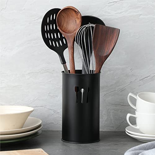 Anantam Homes Stainless Steel Spoon Knife Fork Chopstick Cutlery Holder/Organizer Stand for Dining Table, Daily Use, Decoration (Round-Black) - Image 1