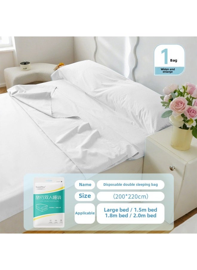 Generic Travel Disposable Sleeping Bag Hotel Dirty Winter Increase Thickened Travel Portable Suit Wash-Free One-Piece Quilt Cover-Color:Double Sleeping Bag 200*220cm (pure White)  - Image 1