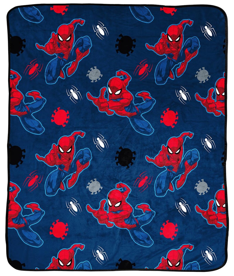 Jay Franco Marvel Spiderman Plush Throw Blanket - Measures 50 x 60 Inches - Kids Super Soft Blue Fleece Superhero Bedding - Image 1