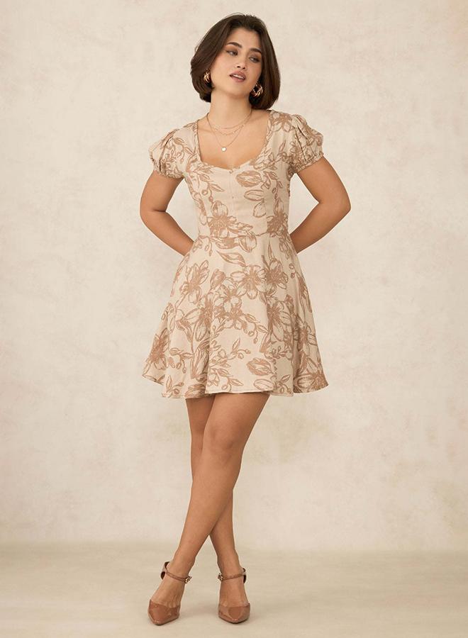 Virgio VIRGIO Linen Short Puff Sleeve Mini Dress  - Image 1
