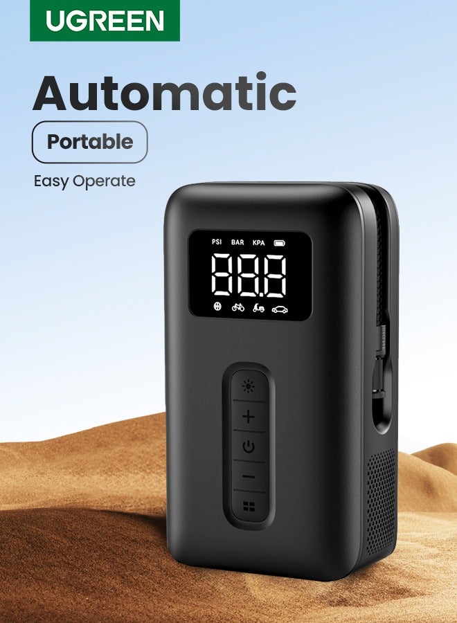 Ugreen Automatic Tire Inflator Portable Air Compressor External Power Free Multi-Devices Support & USB C Rechargeable Easy Operate Compatible With Car, Kind of Balls, Bike, Swimming Ring（Adapter Attached）  - Image 1