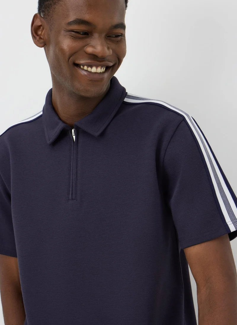 Matalan Navy Striped Co-Ord Polo Shirt