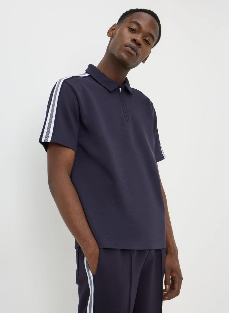Matalan Navy Striped Co-Ord Polo Shirt