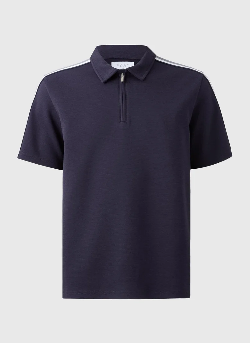 Matalan Navy Striped Co-Ord Polo Shirt