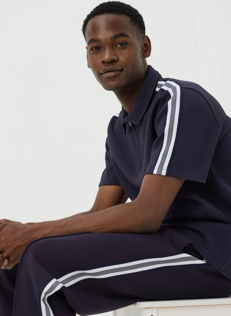 Matalan Navy Striped Co-Ord Polo Shirt