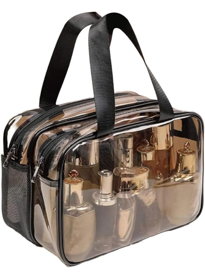 Large Waterproof Clear Travel Bag for Toiletries - Transparent Makeup Bag with Double Zipper Design - Compliant Carry-On for Men and Women - Image 1