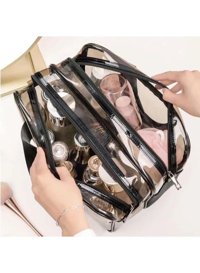 Large Waterproof Clear Travel Bag for Toiletries - Transparent Makeup Bag with Double Zipper Design - Compliant Carry-On for Men and Women - Image 3