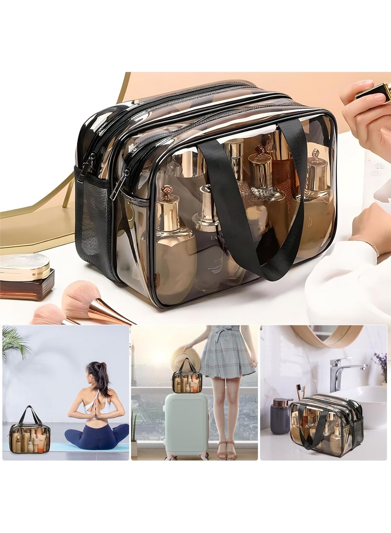 Large Waterproof Clear Travel Bag for Toiletries - Transparent Makeup Bag with Double Zipper Design - Compliant Carry-On for Men and Women - Image 4