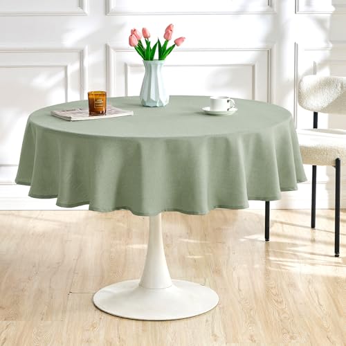AUSSPVOCT Textured 50 Inch Round Tablecloth Up to 35'' Dia Tables, Waterproof Spill-Proof Wipeable Table Cloth Wrinkle Free Circle Dining Tablecover for Birthday Farmhouse Outdoor Party Tablecloths - Image 4
