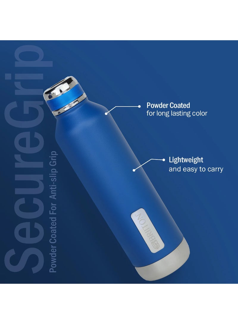Briiton Phillip 750ml Hot & Cold Water Bottle - Blue | BPA-Free Stainless Steel | 24-Hour Insulation | Leak-Proof Design | Easy to Clean| Water Bottle for Travel, Home, Office, School, Gym| Water Bottle  - Image 3