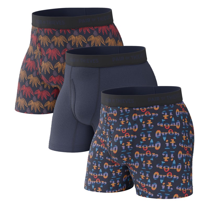 Pair of Thieves Super Fit Boxer Briefs for Men - Ultra Soft, Breathable, Quick-Dry Mens Underwear with 4-Way Stretch (3 Pack) - Medium - Over It - Image 1