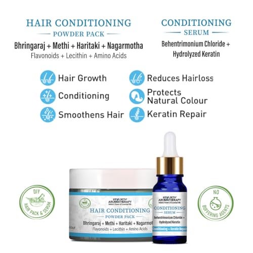 KEYA SETH AROMATHERAPY, DEVICE OF DROP KEYA SETH AROMATHERAPY Hair Conditioning Powder Pack & Serum Mask Kit,Bhringaraj, Methi,Haritaki,Nagarmotha, Keratin Repair, Hair Growth - Image 2