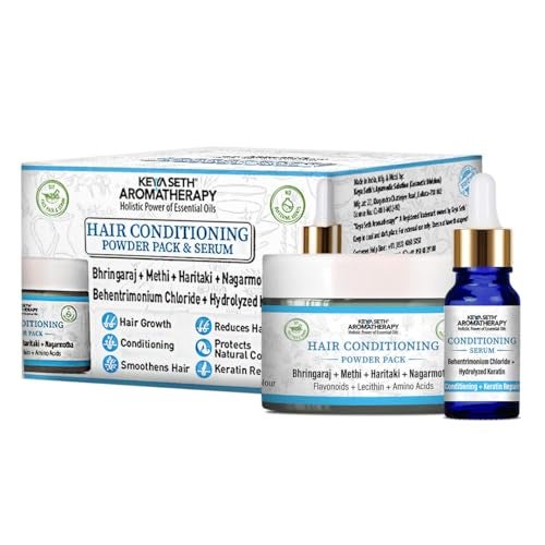 KEYA SETH AROMATHERAPY, DEVICE OF DROP KEYA SETH AROMATHERAPY Hair Conditioning Powder Pack & Serum Mask Kit,Bhringaraj, Methi,Haritaki,Nagarmotha, Keratin Repair, Hair Growth - Image 1