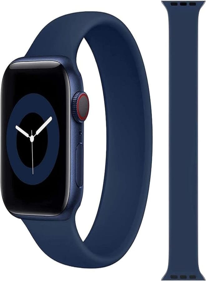 Soft Silicone Solo Loop Band Compatible with Apple Watch (Oxblood 42/44mm, lagre) - Navy