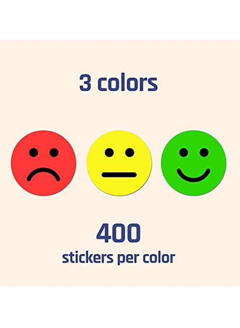 FengSVMA Happy Face Stickers,1200 Pcs Motivational Stickers, 2.5cm Incentive Behavior Sticker Set, Emotion Stickers, Smile Face Stickers, Round Cartoon Labels for Students All Class - Image 3