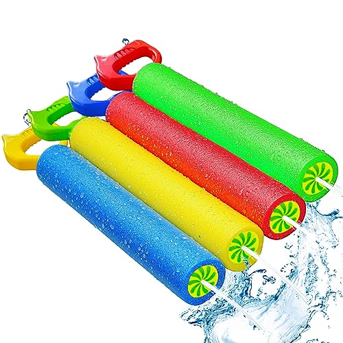 OKGD 4-Pack Water Blaster Soaker Guns Set,15'' Water Guns with Plastic Handle Outdoor Swimming Pool Beach Summer Fun Party Games - Image 1
