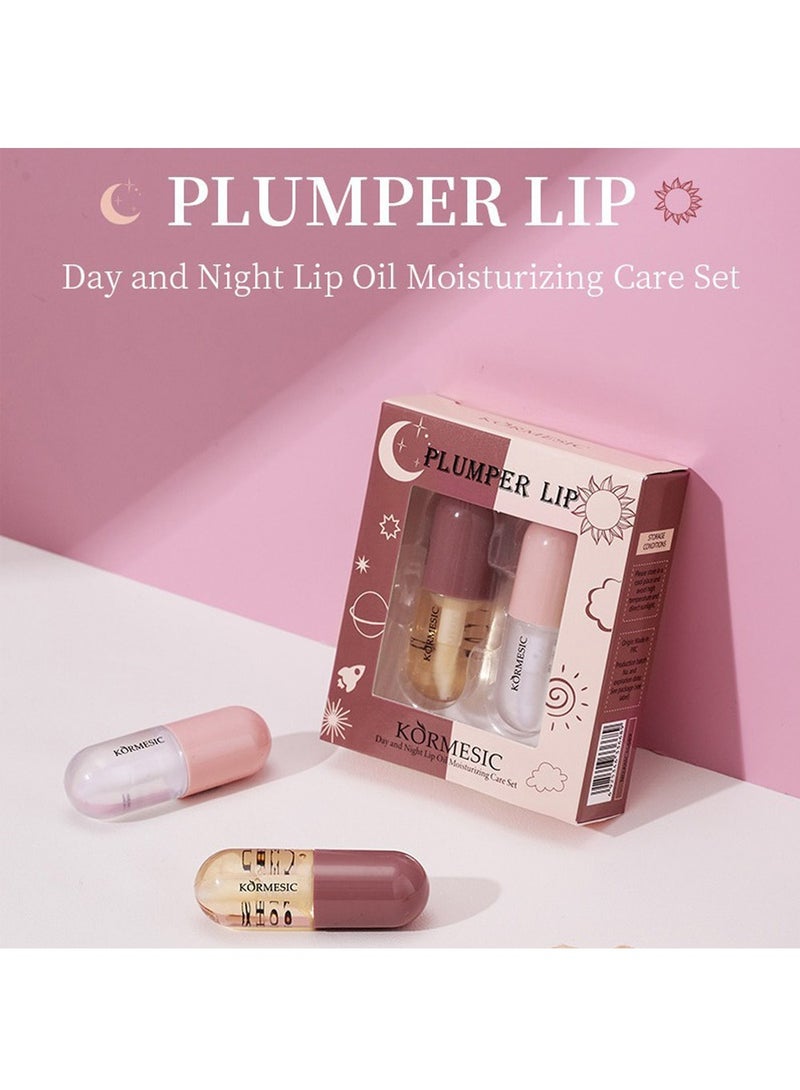 Kormesic 2Pcs Natural Lip Plumper - Plant Extracts Plumping Lip Oil Including Day and Night Lip Oil to Fuller & Hydrated Lip,Reduce Fine Lines(3.5MLX2) - Image 4