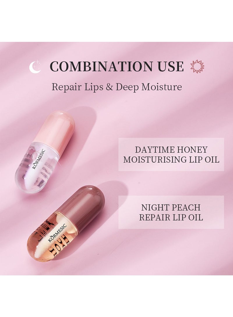 Kormesic 2Pcs Natural Lip Plumper - Plant Extracts Plumping Lip Oil Including Day and Night Lip Oil to Fuller & Hydrated Lip,Reduce Fine Lines(3.5MLX2) - Image 5