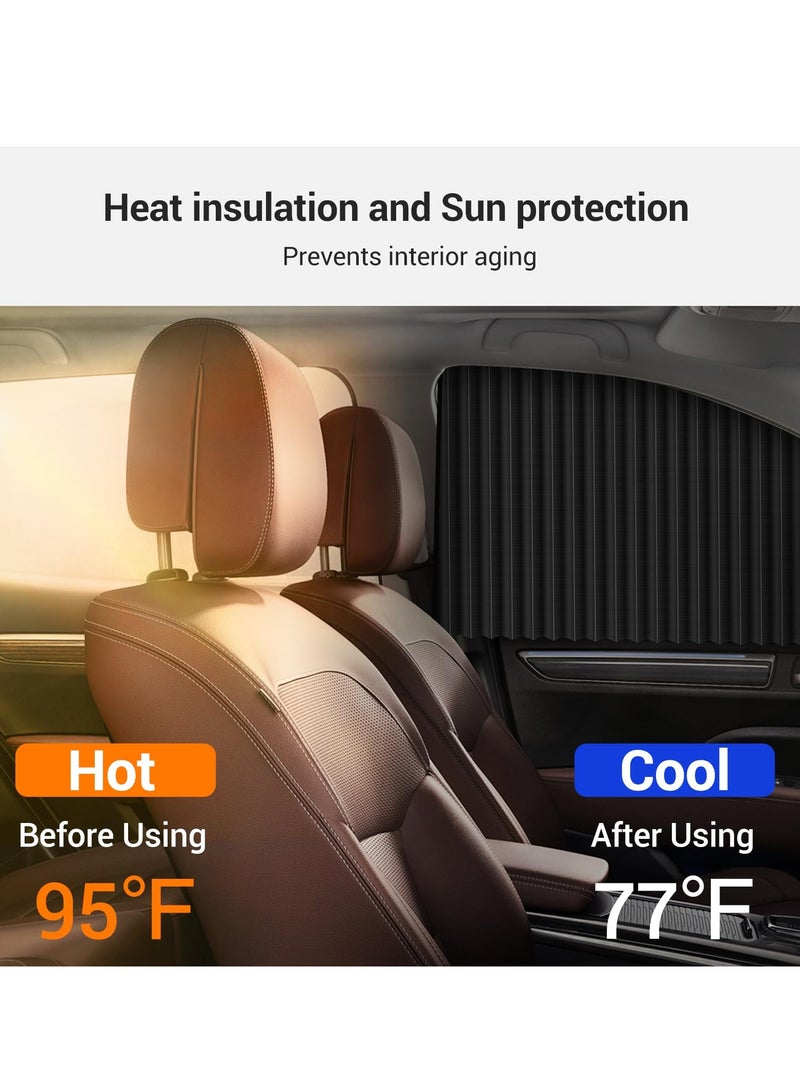4 Piece Slidable Magnetic Car Side Window Sun Shade Curtain Black - Image 3
