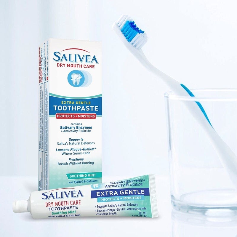 SALIVEA Dry Mouth Toothpaste - Soothing Mint Toothpaste with Natural Salivary Enzymes - Gentle Toothpaste to Aid Dry Mouth Care - Natural, Paraben Free Dry Mouth Toothpaste - Mint Flavor (4.3 oz Tube) - Image 5