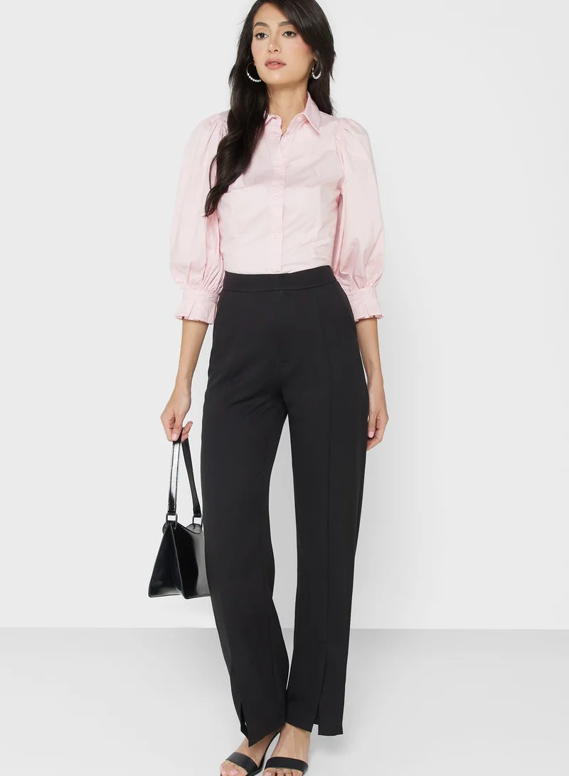 ELLA High Waisted Flared Pants With Slit