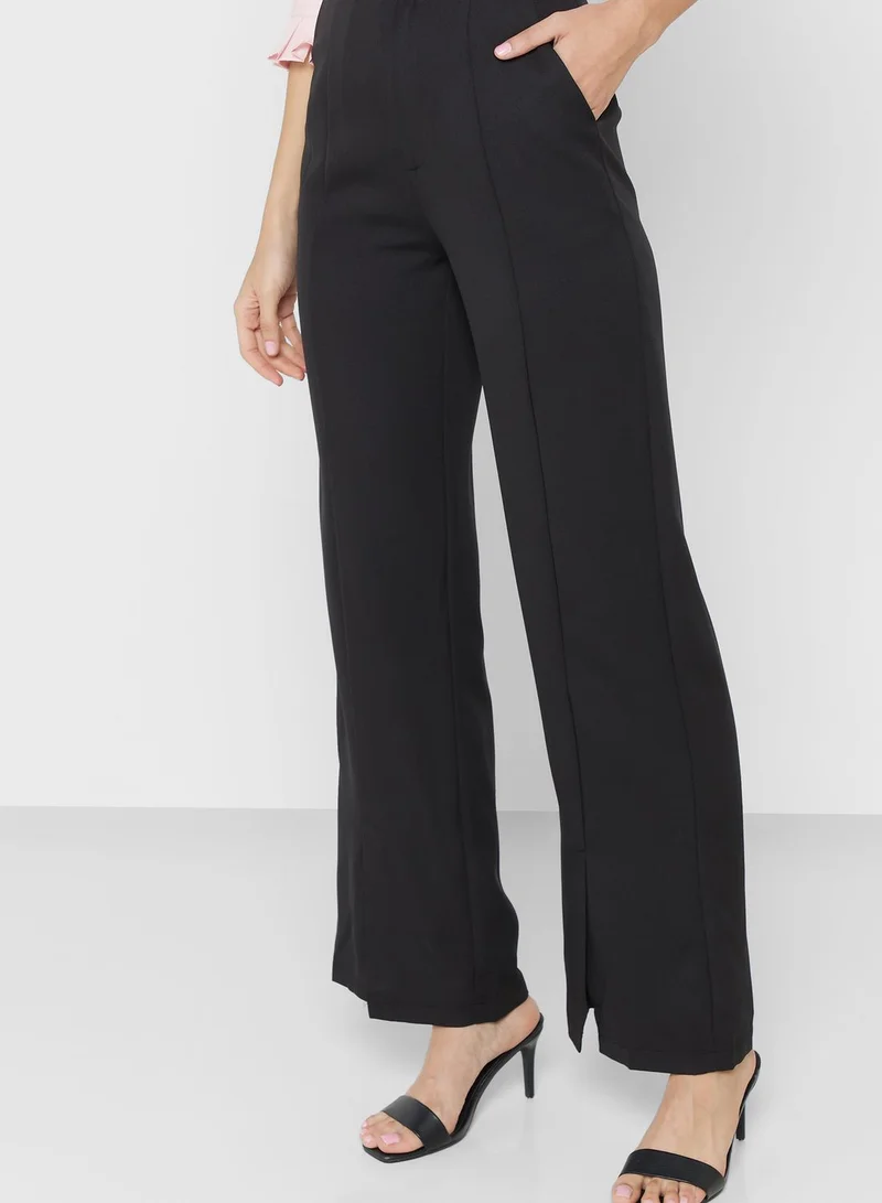 ELLA High Waisted Flared Pants With Slit