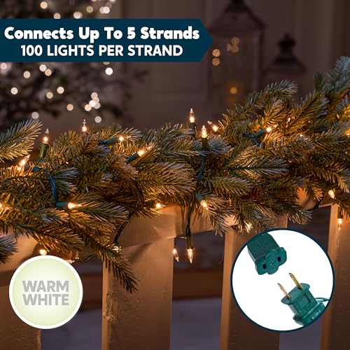 Joiedomi Clear Christmas String Lights Indoor,100 Count Mini Warm White Fairy Light,19.4 FT Lighting Decor for Patio Dorm Classroom Bedroom Holiday Wedding Party Garland Birthday Festival,Green Wire - Image 3