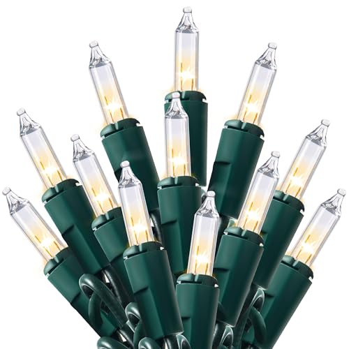Joiedomi Clear Christmas String Lights Indoor,100 Count Mini Warm White Fairy Light,19.4 FT Lighting Decor for Patio Dorm Classroom Bedroom Holiday Wedding Party Garland Birthday Festival,Green Wire - Image 1