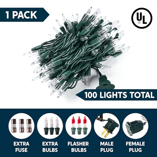 Joiedomi Clear Christmas String Lights Indoor,100 Count Mini Warm White Fairy Light,19.4 FT Lighting Decor for Patio Dorm Classroom Bedroom Holiday Wedding Party Garland Birthday Festival,Green Wire - Image 2