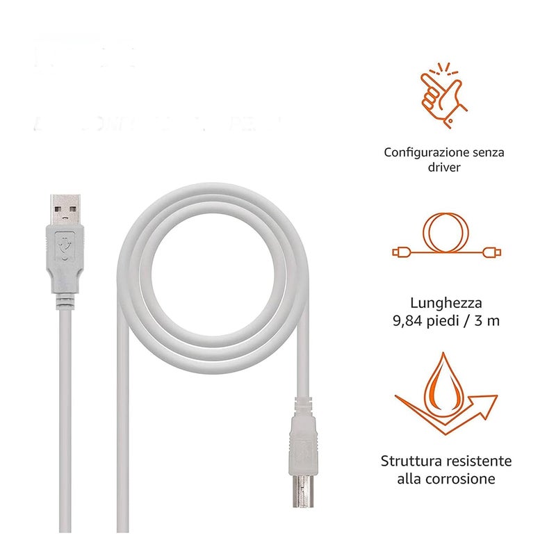 USB 2.0 Printer Cable Male to Male for Scanner, Printer HP, Canon, Dell, Epson, Lexmark, Xerox, Samsung White length (5M) - Image 5