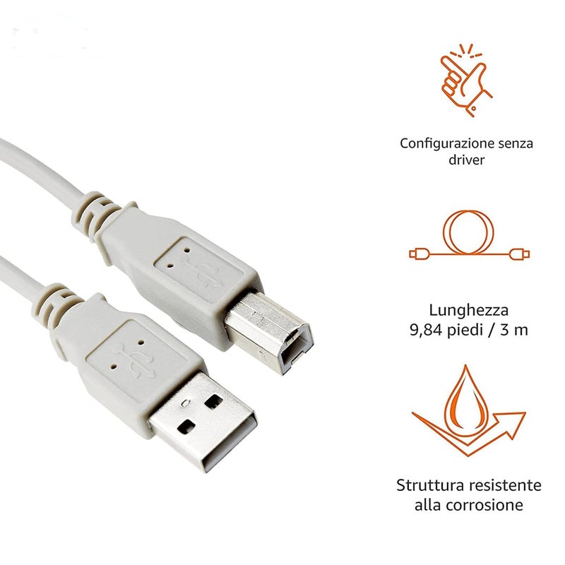 USB 2.0 Printer Cable Male to Male for Scanner, Printer HP, Canon, Dell, Epson, Lexmark, Xerox, Samsung White length (5M) - Image 4