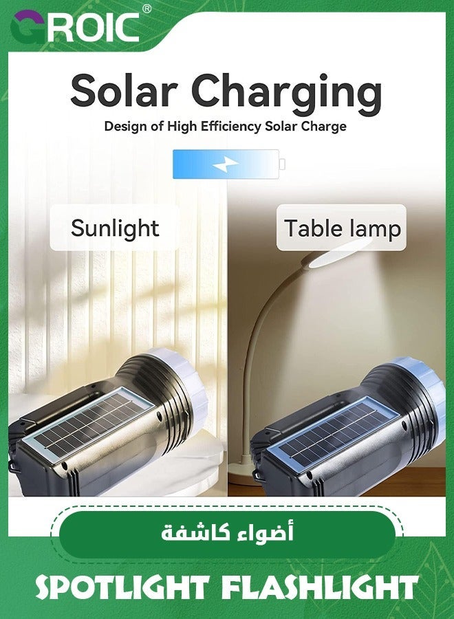 GROIC Solar Flashlights, Flashlight Flashlights For Multi Function 8000 Lumens Led With Emergency Strobe Light Emergencies, High Lumens, Usb C And Large Capacity Battery Fast Charging - Image 3