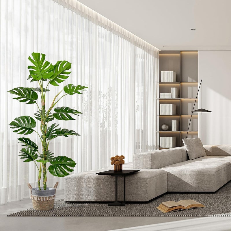 FOX & FERN FOX FERN Monstera Deliciosa Artificial Plant GAJW3316 with Basic Pot Elevate Any Corner of Your HomeOffice Ornamental Plant Best for Gifting Party Home Decor Pack of 1 Ht 150CM - Image 5