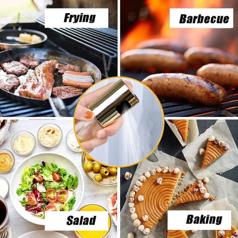 100ml Olive Oil Sprayer Dispenser for Cooking, Food-Grade Glass Oil Spray Bottles, 2 Pack Kitchen Olive Oil Mister Dispensers for Air Fryer BBQ, Salad, Baking, Roasting, Grilling, Frying - Image 4