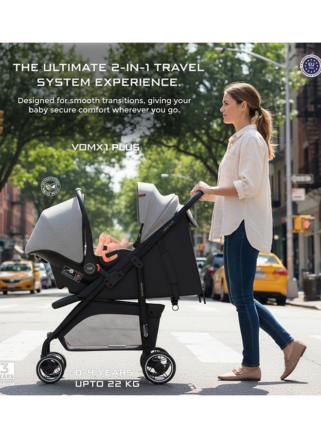 Neobreez VOMX1 PLUS 2 in 1 Travel System Stroller, Compact&Quick Fold Baby Stroller, Travel Stroller, Pushchair, Toddler Baby Trolley, Waterproof UPF 50+Canopy,0-4yrs,22kg,3yrs Warranty - Image 3