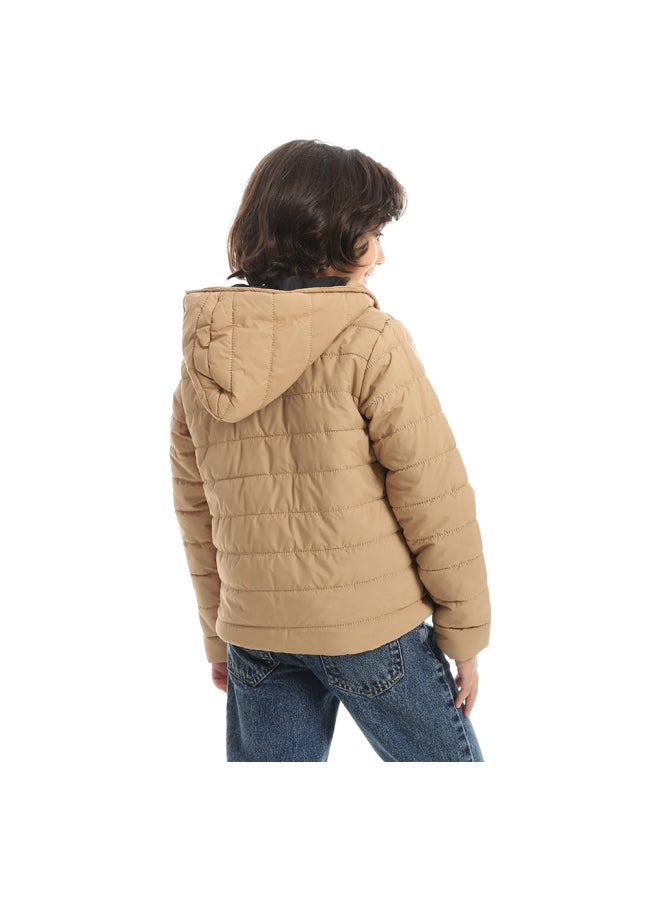 A Casual Stylish For Everyday Use Hooded Collar Jacket _ Beige