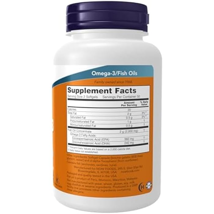 NOW Supplements, Omega-3 180 EPA / 120 DHA, Molecularly Distilled, Cardiovascular Support, 100 Softgels - Image 2