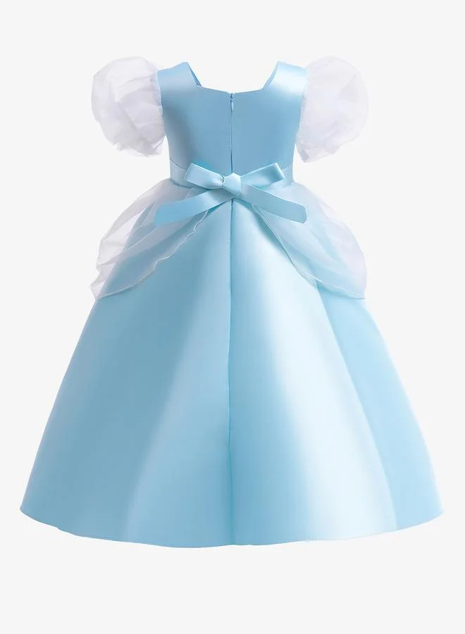 Take Two  Blue Puff Sleeve Embroidered Dress for Women | Best Price UAE
