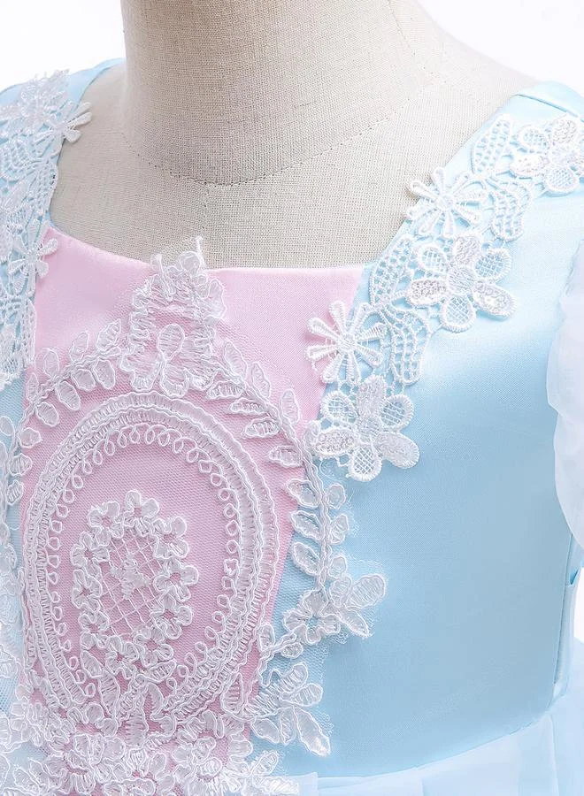 Take Two  Blue Puff Sleeve Embroidered Dress for Women | Best Price UAE