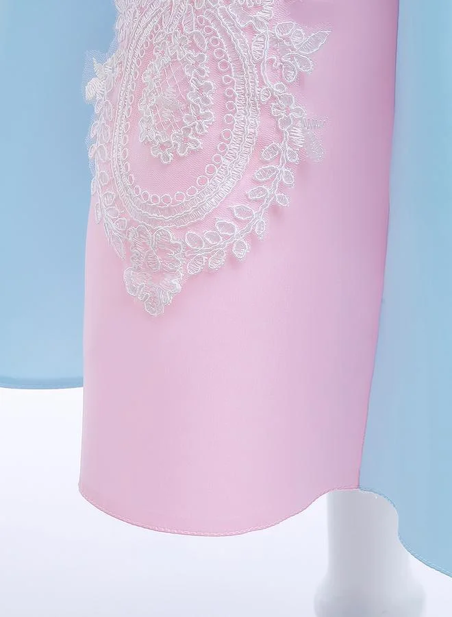 Take Two  Blue Puff Sleeve Embroidered Dress for Women | Best Price UAE