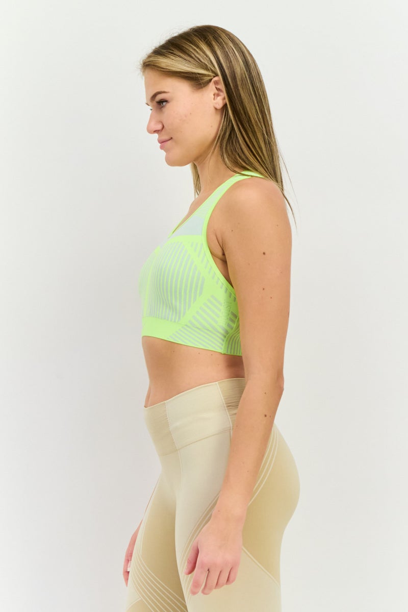 Nike Women Sportswear Fit Brand Logo Outdoor Sports Bra, Lime Green Combo - Image 2